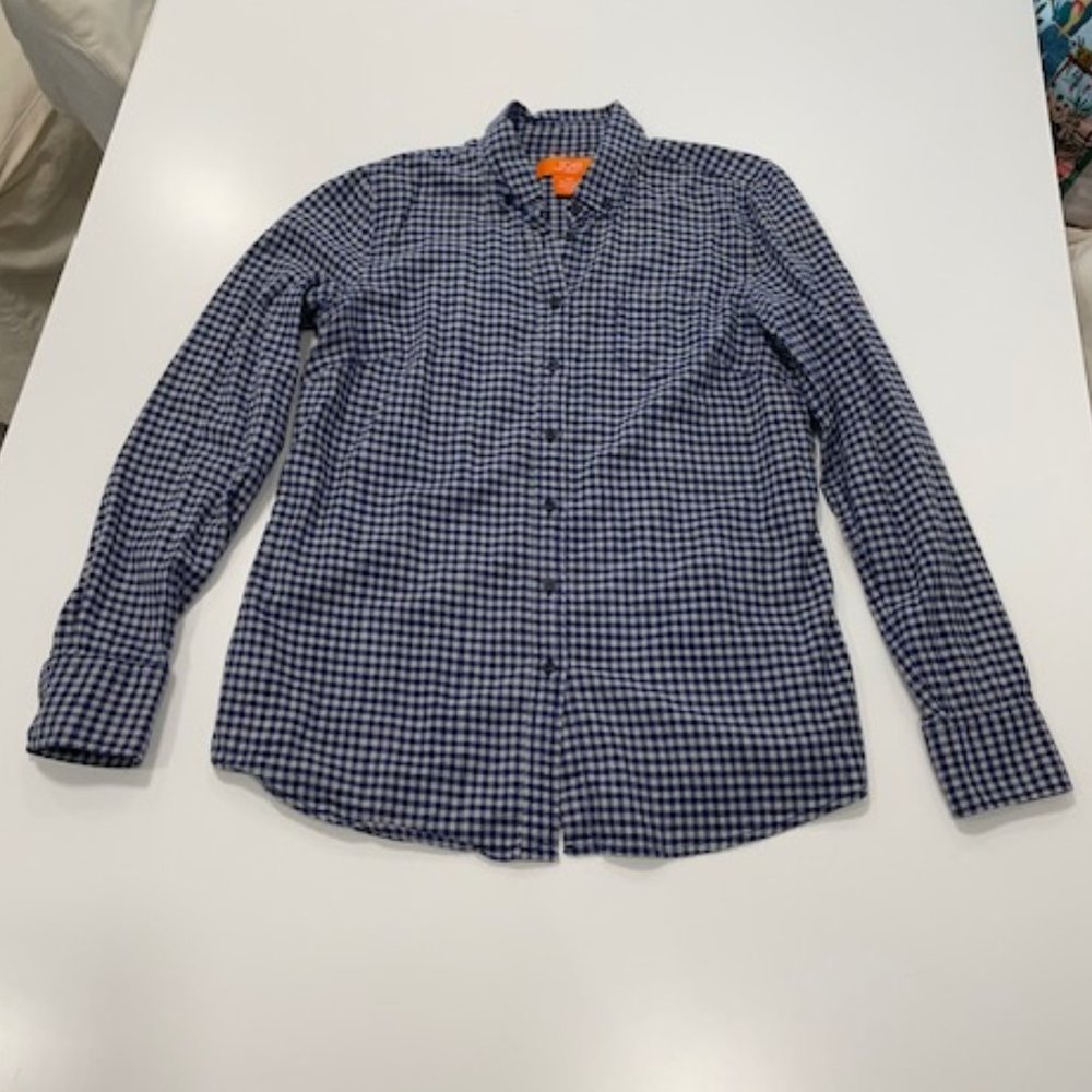 JOE FRESH Blue & Gray 100% Cotton Plaid Button Shirt ~ Size Small